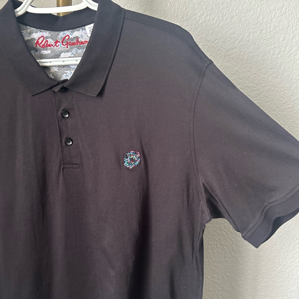 Robert Graham Dark Polo Shirt with Embroidered Logo